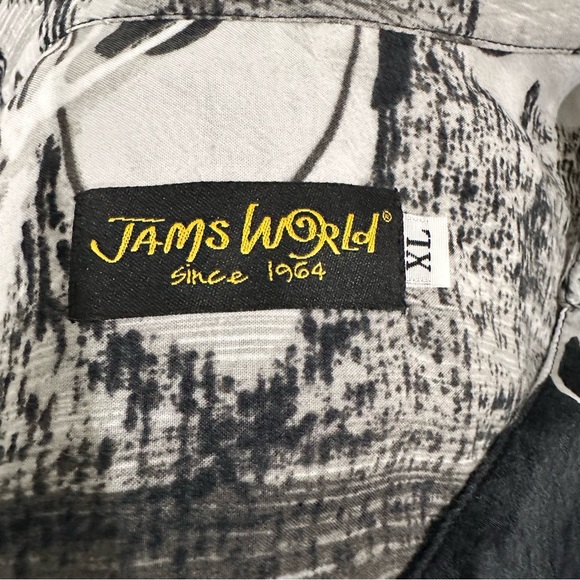 Jams World Black White Gray Abstract Floral Tunic Top SZ XL Minimalist USA Made - Picture 2 of 8